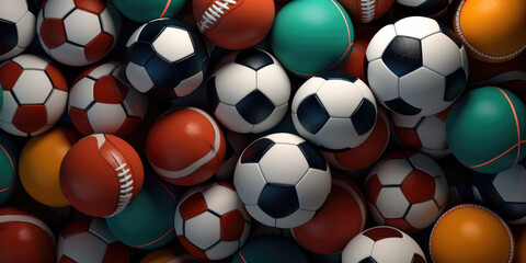 Abstract collection of different sports balls - obrazy, fototapety, plakaty