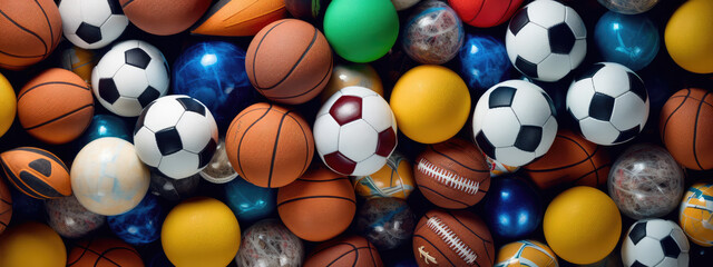 Abstract collection of different sports balls - obrazy, fototapety, plakaty