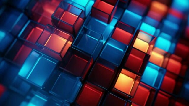 Abstract Background with Glowing Colourful Cubes