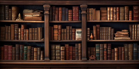 Old library, bookshelves