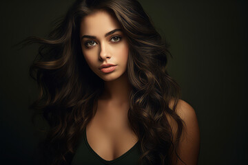 Fototapeta premium Young woman with short haircut styling closeup. Sexy Woman in Red Mini Dress. Fashion Model