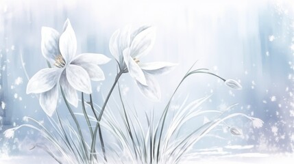 Fototapeta na wymiar Delicate Snowdrop Flower in forest Background. Hello first Spring easter flowers. White Snowfall Beautiful blooming snowdrop flowers. for postcards, posters and wallpapers.