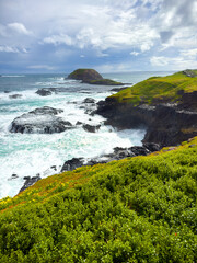 Dramatic views of The Nobbies on Phillip Island, Victoria, Australia from the boardwalk formerly...
