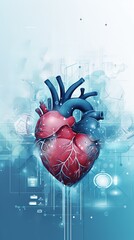 Futuristic illustration medical research for heart cardiology health care