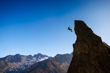 sport climber on Aiguillette d’Argentiere in Chamonix