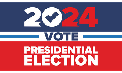 Presidential Election 2024 in United States. Vote day, November 5. US Election. Patriotic american element. Poster, card, banner and background. Vector illustration