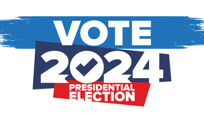 Presidential Election 2024 in United States. Vote day, November 5. US Election. Patriotic american element. Poster, card, banner and background. Vector illustration