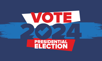 Presidential Election 2024 in United States. Vote day, November 5. US Election. Patriotic american element. Poster, card, banner and background. Vector illustration