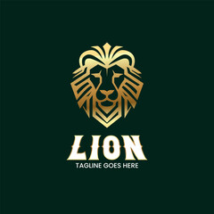 Minimall Lion Head Logo design template, Geometric Lion Face Vector