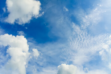 Blue sky with clouds background.