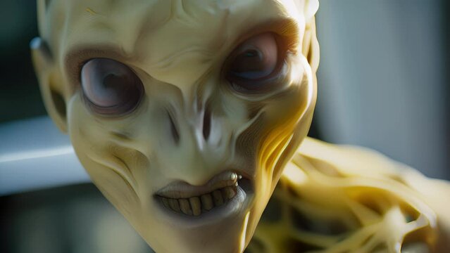 Closeup A humanoid figure with pale skin and a of eyes where its mouth should be. Its hair is thin and stringy, and its elongated arms end in razorsharp claws. Its eyes are a piercing yellow,