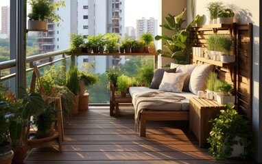 Fototapeta na wymiar A beautiful balcony garden
