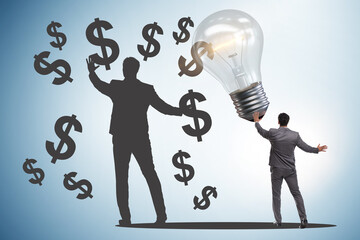 Businessman in money making idea concept