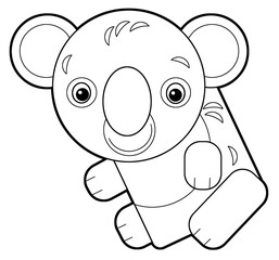 cartoon sketch australian scene with happy and funny koala isolated illustration