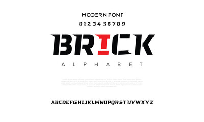 Fototapeta premium Sports minimal tech font letter set. Luxury vector typeface for company. Modern gaming fonts logo design.
