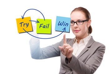 Business concept of try fail win