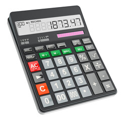 Fototapeta na wymiar Electronic calculator, 3D rendering isolated on transparent background