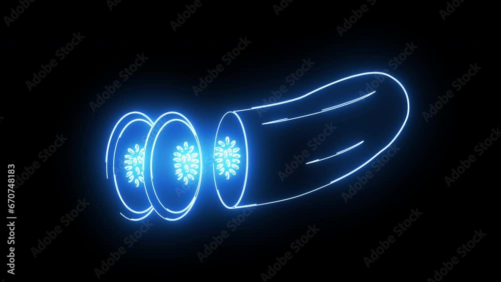 Canvas Prints Animation of a cucumber icon with a glowing neon effect