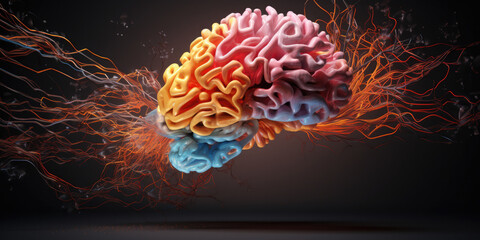 Obraz premium Close-up of a human brain in an high tech Laboratory