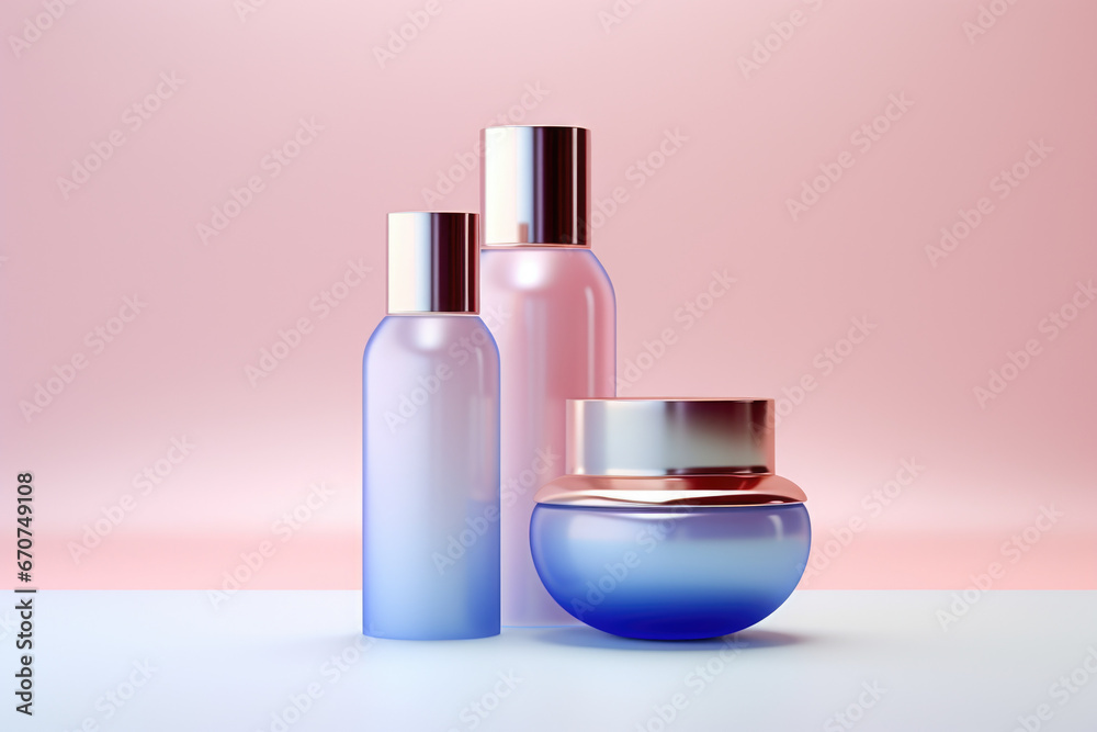 Aufkleber a couple of bottles sitting on top of a table. perfect for showcasing beverages or creating a still 