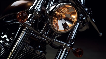 An up-close look at the luminous charm of a luxury bike's headlights, an expression of art