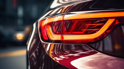 a close-up of a luxury car's taillight, highlighting its elegance