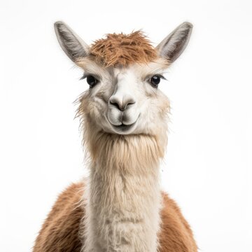 "Furry Elegance: A Detailed Close-up of a Llama's Face" Generativ ai.