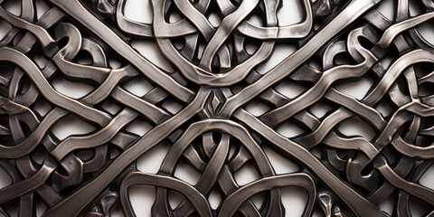 Close-up of silver Celtic jewelry design