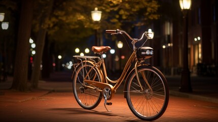 Fototapeta na wymiar Illuminate the night with a focus on the luxurious bike's lighting, a beacon of style
