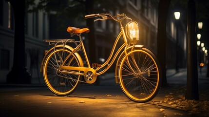 Fototapeta na wymiar Illuminate the night with a focus on the luxurious bike's lighting, a beacon of style