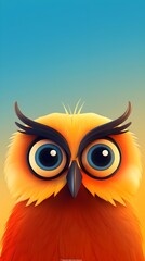 Fototapeta premium Cute Owl Portrait Wallpaper with Soft Gradient Background