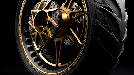 the remarkable craftsmanship of a prestigious motorcycle's tire, highlighting its opulent charm