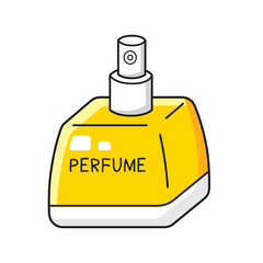 Yellow perfume spray bottle isolated vector illustration