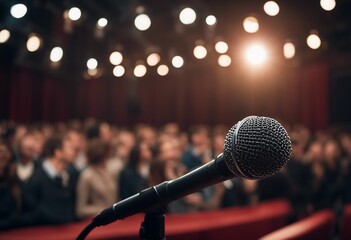 A microphone in front of an audience Comedy music and theater live performance
