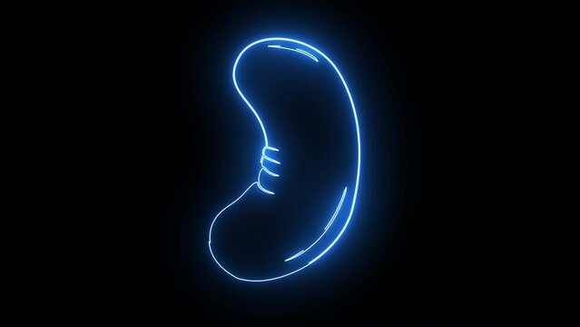 Animated cashew nut icon with a glowing neon effect