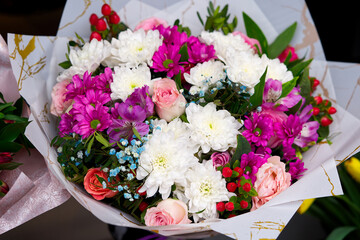 Beautiful Bouquets of Mixed Flowers: Roses, Gerberas, Carnations, Tulips, for Women's Day and Mother's Day