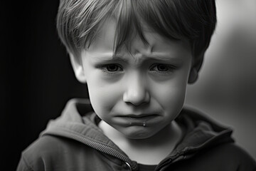 Sad Crying toddler face boy four years old crying sadly
