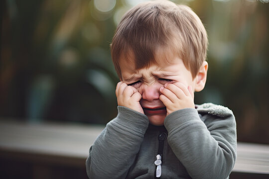little boy  crying sadly