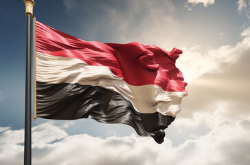 Yemen's Flag: Symbol of Unity Amidst Dark Clouds Generative Ai