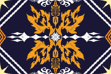 Ethnic Figure aztec embroidery style. Geometric ikat oriental traditional art pattern.Design for ethnic background,wallpaper,fashion,clothing,wrapping,fabric,element,sarong,graphic,vector illustration