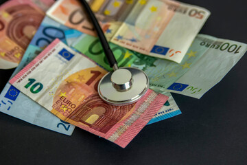 Different European currency bank notes