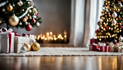 Christmas Fir Tree On Wooden Background With Snowflakes