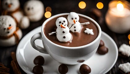 Hot chocolate with melted snowman