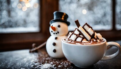 Hot chocolate with melted snowman