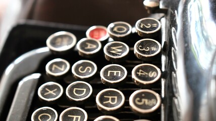 Vintage antique typewriter keys close up