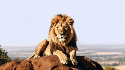 A lion pride hunting prey through the dry savanna to