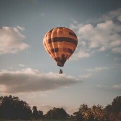 A balloon filled with hot air. Ballooning is low from the ground