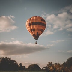 Fototapeta premium A balloon filled with hot air. Ballooning is low from the ground