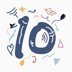 Number ten background in soft colors, for children's learning