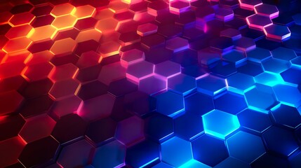 colorful background with hexagon honeycomb shape texture pattern, multicolored neon wallpaper
